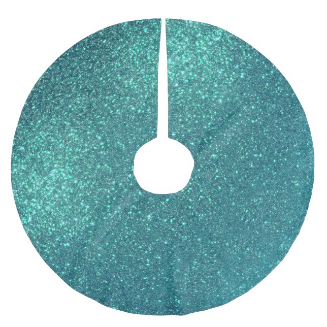 Jupon De Sapin En Polyester Brossé Mitter Chic Elegant Teal Blue Sparkly (Devant)