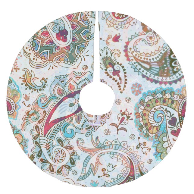 Jupon De Sapin En Polyester Brossé Modèle floral ethnique jacobéen (Devant)