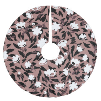 Jupon De Sapin En Polyester Brossé Modèle floral sur arrière - plan léopard.