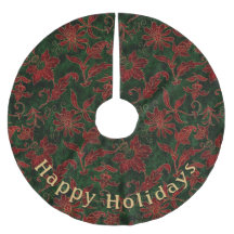 Moderne Floral Rouge Vert Motif Message personnel