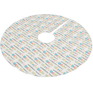 Jupon De Sapin En Polyester Brossé Moderne Retro coloré Joyeux et Famille brillante