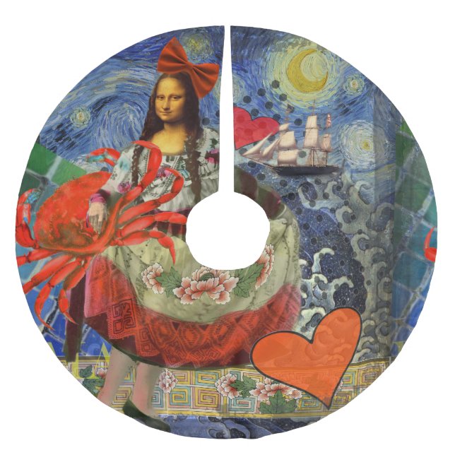 Jupon De Sapin En Polyester Brossé Mona Lisa Fun Zodiac Whimsical (Devant)