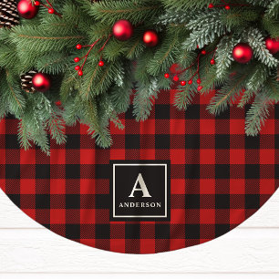 Jupon De Sapin En Polyester Brossé Monogramme à carreaux rouges et noirs de buffle