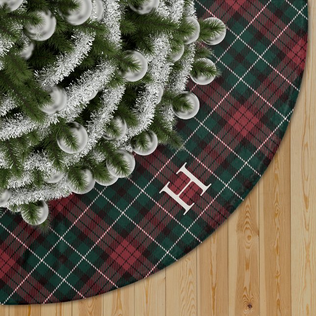 Jupon De Sapin En Polyester Brossé Monogramme cartonné rouge et vert (Créateur téléchargé)