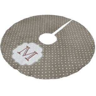 Jupon De Sapin En Polyester Brossé Monogramme de point de polka Brown Jupe d'arbre in