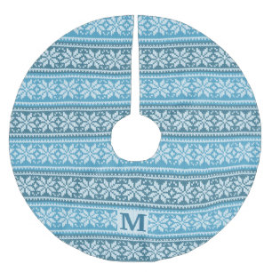 Jupon De Sapin En Polyester Brossé Monogramme de pull-overs bleu nordique Faux Knit