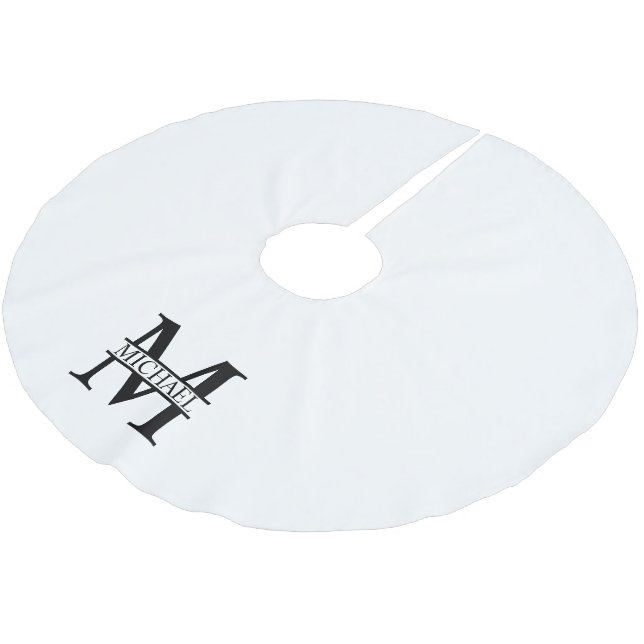 Jupon De Sapin En Polyester Brossé Monogramme et nom personnalisés (Angle)