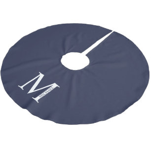 Jupon De Sapin En Polyester Brossé Monogramme et nom personnalisés bleu marine