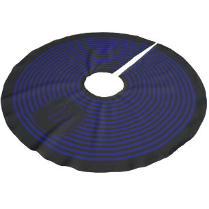 Jupon De Sapin En Polyester Brossé Monogramme Noir et Rayé de Bleu Marine Foncé