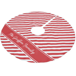 Jupon De Sapin En Polyester Brossé Monogramme rayures préppy rouge et blanc