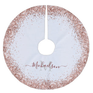 Jupon De Sapin En Polyester Brossé Monogramme Rose Gold Faux-Parties scintillant Girl