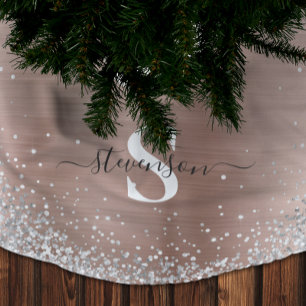 Jupon De Sapin En Polyester Brossé Monogramme Rose or Parties scintillant argent glam