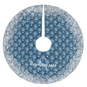 Jupon De Sapin En Polyester Brossé Monogramme Turquoise Tufted Diamond Parties scinti