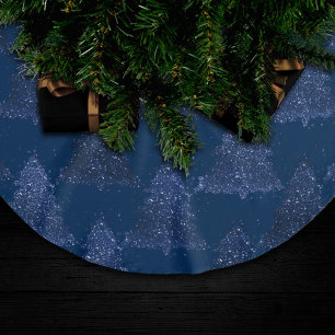 Jupon De Sapin En Polyester Brossé Moody Tree Motif   Noël bleu marine classique