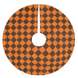 Jupon De Sapin En Polyester Brossé Motif à carreaux diamant marron orange