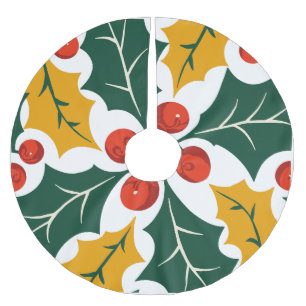 Jupon De Sapin En Polyester Brossé Motif à grandes impressions de feuilles de houx ré