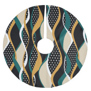 Jupon De Sapin En Polyester Brossé motif Abstrait rayé, coloré ondulé.