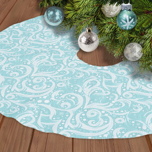 Jupon De Sapin En Polyester Brossé Motif Abstrait turquoise Snowflake #10 ID1009
