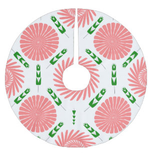 Jupon De Sapin En Polyester Brossé motif aux fleurs roses