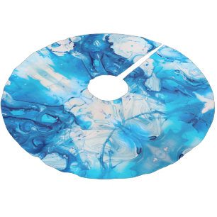 Jupon De Sapin En Polyester Brossé Motif bleu moderne Noël