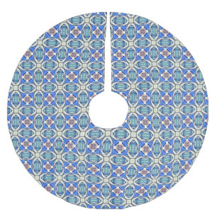 Jupon De Sapin En Polyester Brossé Motif bleu Thunder_Cove de coeurs de mandala