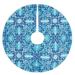 Jupon De Sapin En Polyester Brossé Motif chinois Art Nouveau - Turquoise et Bleu