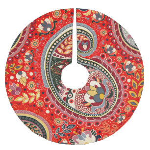 Jupon De Sapin En Polyester Brossé Motif couleur Paisley Indian sans fil