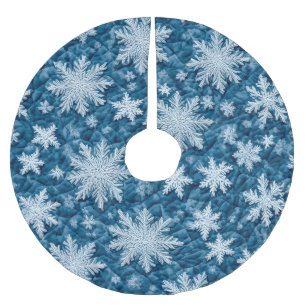 Jupon De Sapin En Polyester Brossé Motif courbé Flakes Bleu et Blanc