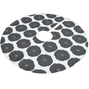 Jupon De Sapin En Polyester Brossé Motif d'art floral de Poppy en noir et blanc