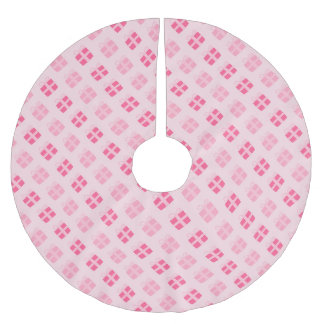 Jupon De Sapin En Polyester Brossé Motif de cadeaux de Noël rose Festive