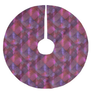 Jupon De Sapin En Polyester Brossé Motif de carreaux Abstraits Magenta et violet