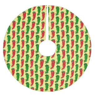 Jupon De Sapin En Polyester Brossé Motif De Cartoon Rouge Et Vert Pepper Divas