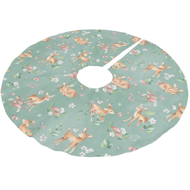 Jupon De Sapin En Polyester Brossé Motif de cerfs à l'aquarelle (Angle)