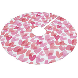 Jupon De Sapin En Polyester Brossé Motif de coeur aquarelle