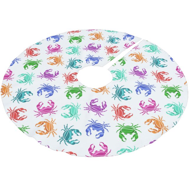 Jupon De Sapin En Polyester Brossé Motif De Crabes (Angle)
