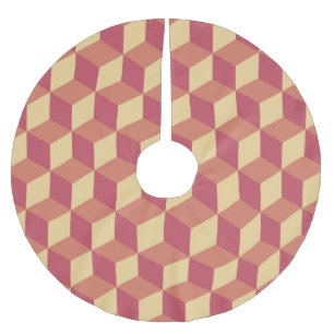 Jupon De Sapin En Polyester Brossé Motif de Cube rouge orange Abstrait