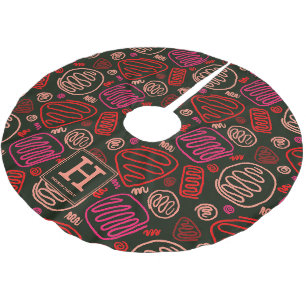 Jupon De Sapin En Polyester Brossé Motif de dessin artistique en ligne rouge Monogram