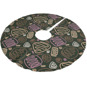 Jupon De Sapin En Polyester Brossé Motif de dessin artistique Festive rose une ligne