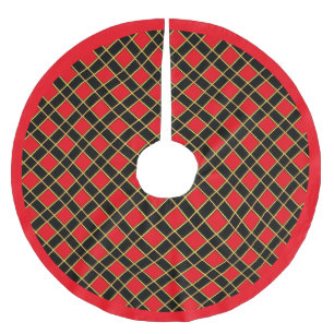 Jupon De Sapin En Polyester Brossé Motif de diamants noirs et rouges