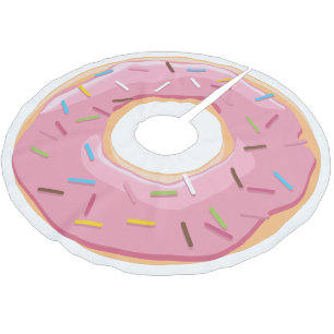 Jupon De Sapin En Polyester Brossé Motif de Donuts Colorés Rétro pour une Fête Amusan