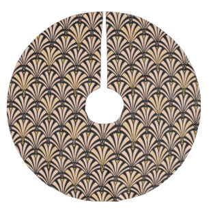 Jupon De Sapin En Polyester Brossé Motif de fan d'art déco - pêche sur le noir