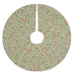 Jupon De Sapin En Polyester Brossé Motif de feuillage vert sauge de campagne agricole