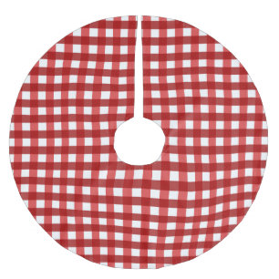 Jupon De Sapin En Polyester Brossé Motif de grille de En vichy blanc rouge traditionn