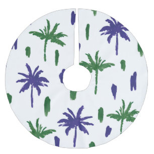 Jupon De Sapin En Polyester Brossé Motif de la marine Blue Green Palm