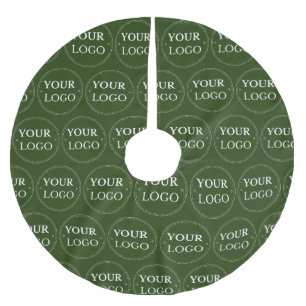Jupon De Sapin En Polyester Brossé Motif de logo d'entreprise Noël Moderne Vert