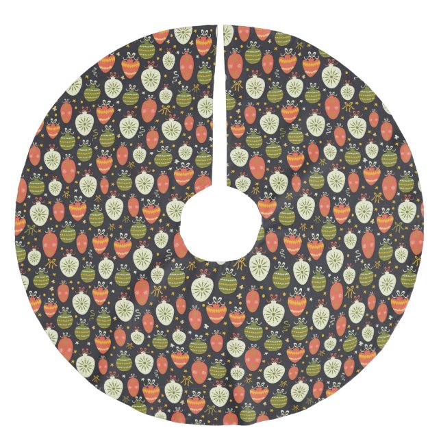 Jupon De Sapin En Polyester Brossé Motif de l'ornement de Noël (Devant)