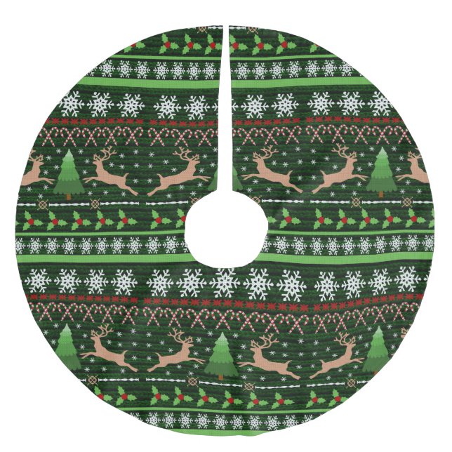 Jupon De Sapin En Polyester Brossé Motif de Noël cool (Devant)