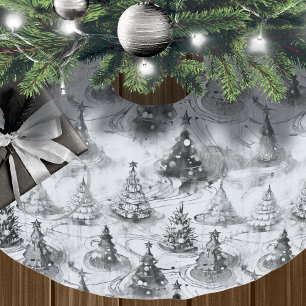 Jupon De Sapin En Polyester Brossé Motif de Noël noir n° 3 ID1009