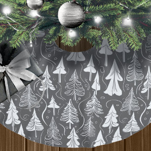 Jupon De Sapin En Polyester Brossé Motif de Noël noir n° 6 ID1009
