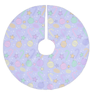 Jupon De Sapin En Polyester Brossé Motif de Noël pastel